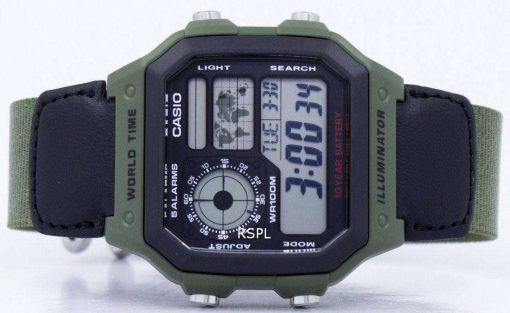 카시오 세계 시간 알람 디지털 AE-1200WHB-3BV 남자의 시계