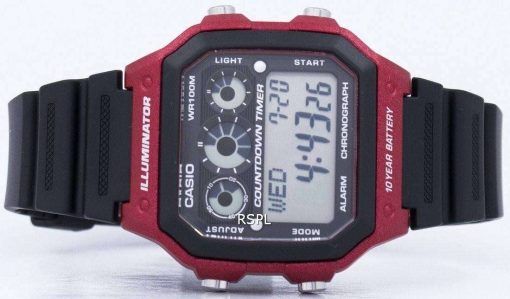 카시오 청소년 시리즈 조명 기 크로 노 그래프 알람 AE-1300WH-4AV 남자의 시계