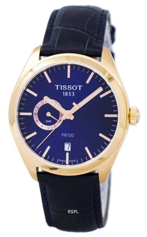 Tissot T-클래식 홍보 100 듀얼 타임 석 영 T101.452.36.041.00 T1014523604100 남자의 시계