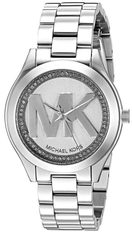 마이클 Kors 미니 슬림 활주로 석 영 다이아몬드 악센트 MK3548 여자의 시계