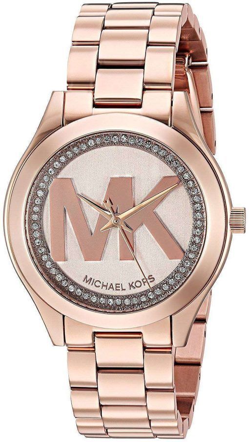 마이클 Kors 미니 슬림 활주로 석 영 다이아몬드 악센트 MK3549 여자의 시계