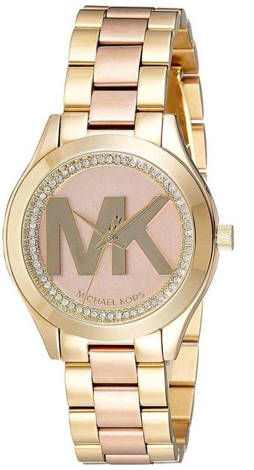 마이클 Kors 미니 슬림 활주로 석 영 다이아몬드 악센트 MK3650 여자의 시계