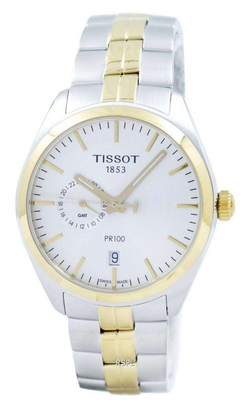 Tissot T-클래식 홍보 100 듀얼 타임 석 영 T101.452.22.031.00 T1014522203100 남자의 시계