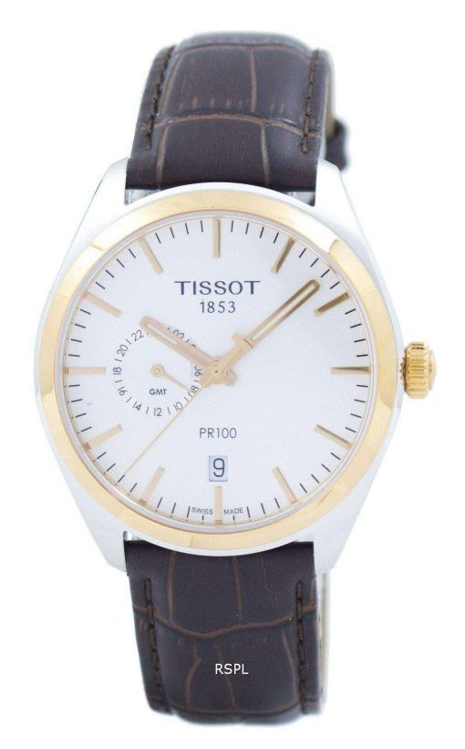 Tissot T-클래식 홍보 100 듀얼 타임 석 영 T101.452.26.031.00 T1014522603100 남자의 시계