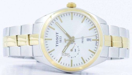 Tissot T-클래식 홍보 100 듀얼 타임 석 영 T101.452.22.031.00 T1014522203100 남자의 시계