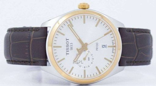 Tissot T-클래식 홍보 100 듀얼 타임 석 영 T101.452.26.031.00 T1014522603100 남자의 시계