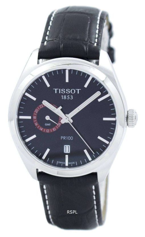 Tissot T-클래식 홍보 100 듀얼 타임 석 영 T101.452.16.051.00 T1014521605100 남자의 시계