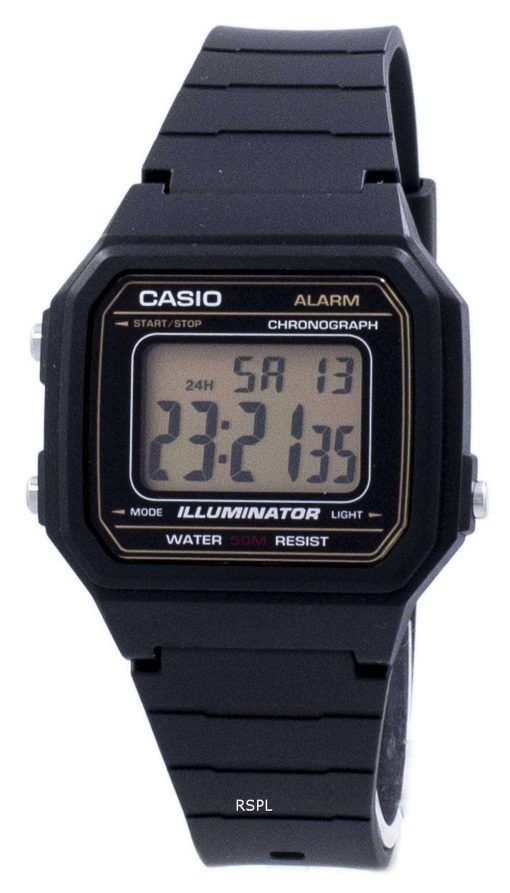 Casio 클래식 조명 기 크로 노 그래프 알람 W-217 H-9AV W217H 9AV 남자 시계