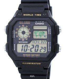 카시오 청소년 시리즈 디지털 세계 시간 AE-1200WH-1BVDF AE-1200WH-1BV 남자의 시계