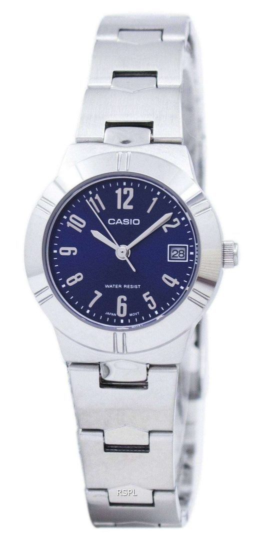 카시오 아날로그 쿼 츠 블루 다이얼 LTP-1241 D-2A2DF LTP-1241 D-2A2 여자 시계