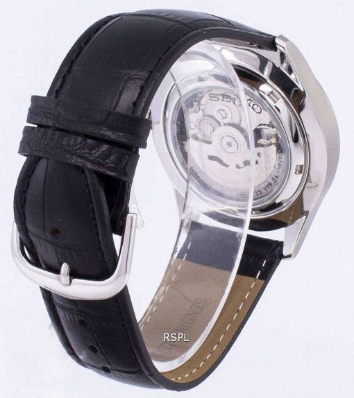 세이 코 5 스포츠 자동 일본 만든 비율 블랙 가죽 SNZG09J1 LS6 남자의 시계