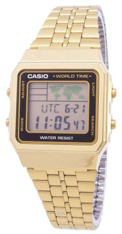 카시오 디지털 스테인리스 세계 시간 A500WGA 1DF A500WGA-1 남자의 시계