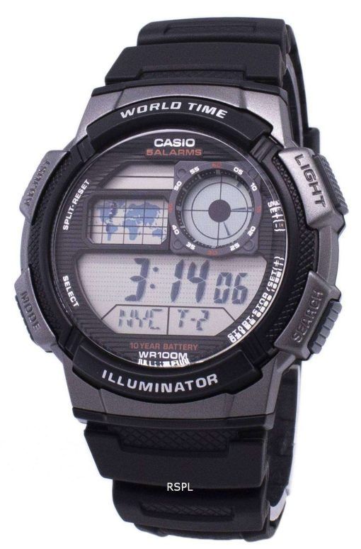 카시오 청소년 시리즈 디지털 세계 시간 AE-1000W-1BVDF AE-1000W-1BV 남자의 시계