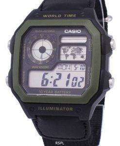 카시오 청소년 시리즈 디지털 세계 시간 AE-1200WHB-1BVDF AE-1200WHB-1BV 남자의 시계