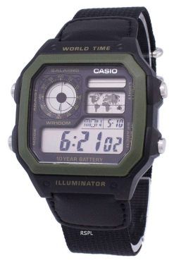 카시오 청소년 시리즈 디지털 세계 시간 AE-1200WHB-1BVDF AE-1200WHB-1BV 남자의 시계
