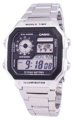 카시오 디지털 세계 시간 WR100M AE-1200WHD-1AVDF AE-1200WHD-1AV 남자의 시계