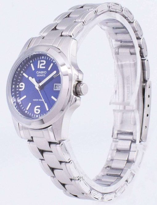 카시오 아날로그 쿼 츠 블루 다이얼 LTP-1215A-2ADF LTP-1215A-2A 여자 시계