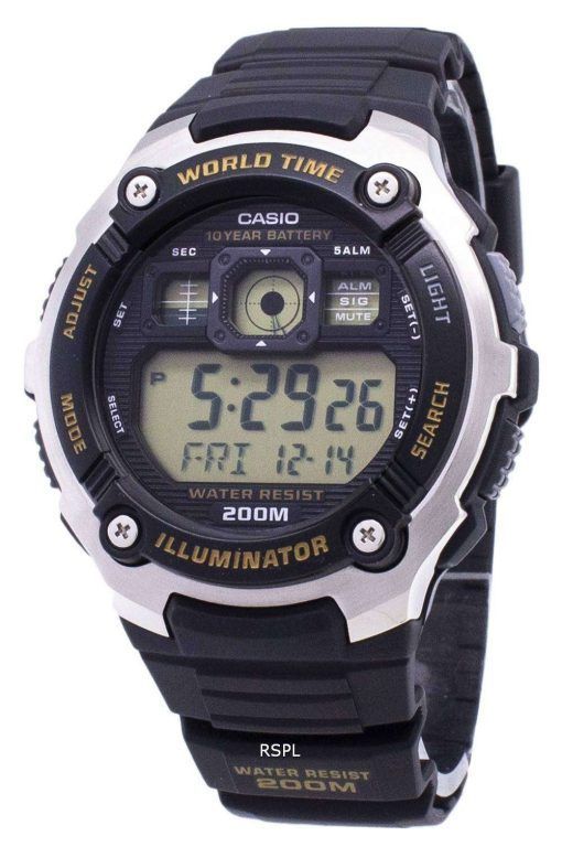 카시오 청소년 AE-2000W-9AV 조명 디지털 남자의 시계