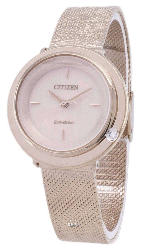 시민 L 에코-드라이브 EM0643-84 X 아날로그 다이아몬드 악센트 여자의 시계