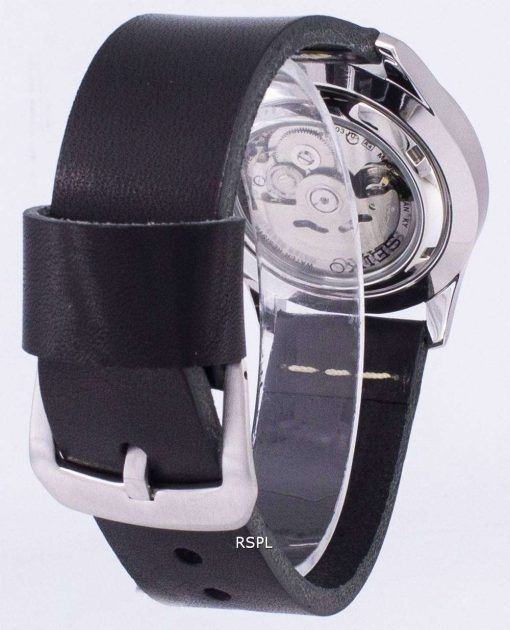 세이 코 5 스포츠 SNZG09J1 LS14 일본 남자 블랙 가죽 스트랩 시계를 만든