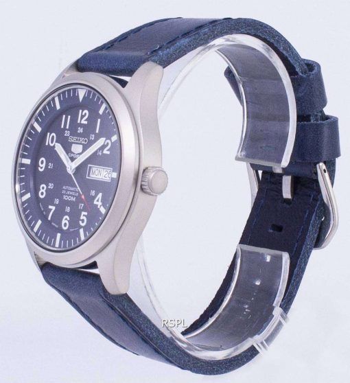 세이 코 5 스포츠 SNZG11J1 LS13 일본 다크 블루 가죽 스트랩 남자의 시계를 만든