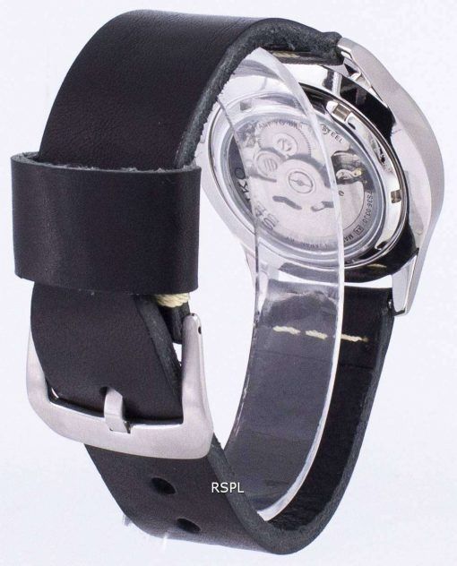 세이 코 5 스포츠 SNZG15J1 LS14 일본 남자 블랙 가죽 스트랩 시계를 만든
