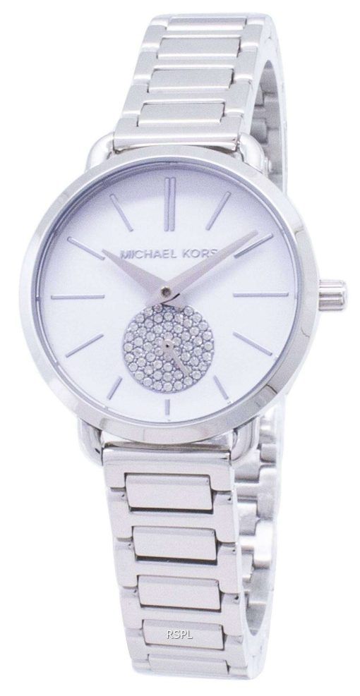 마이클 Kors 쁘띠 포 샤 석 영 다이아몬드 악센트 MK3837 여자의 시계