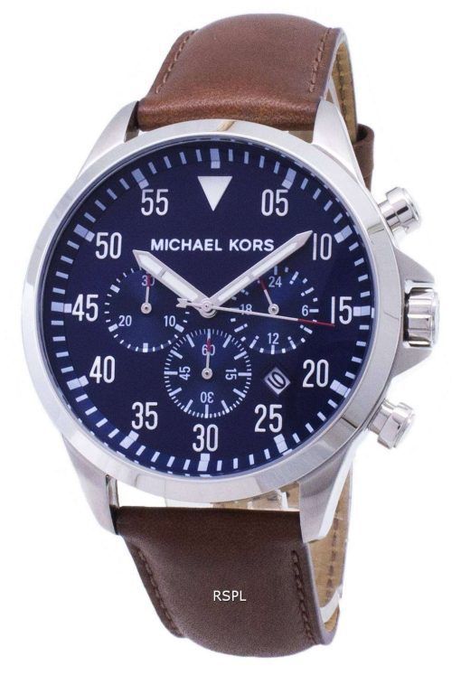 Michael Kors 게이지 블루 다이얼 MK8362 남자 크로 노 그래프 시계