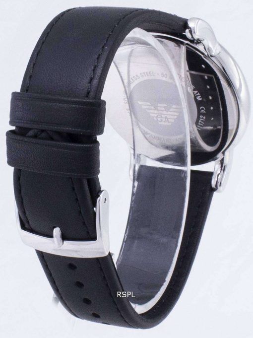 엠포리오 아르마니 클래식 블랙 다이얼 블랙 가죽 AR1692 남자의 시계