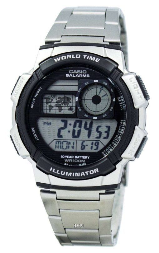 카시오 청소년 디지털 세계 시간 AE-1000WD-1AV 남자 시계