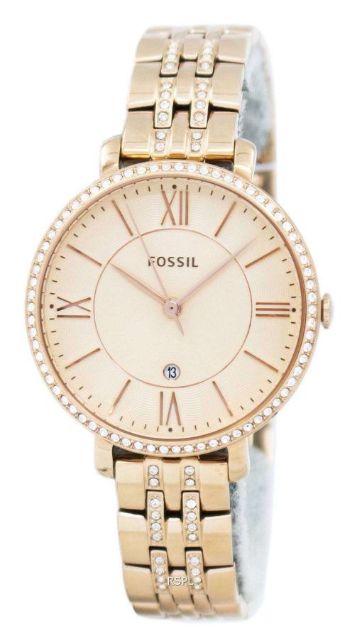화석 재클린 쿼 츠 로즈 골드 크리스탈 악센트 ES3546 여자의 시계