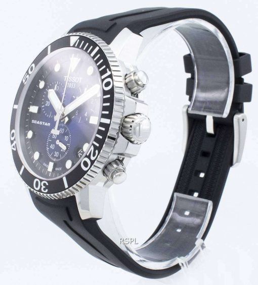 (티쏘) Seastar 1000 T120.417.17.041.00 T1204171704100 크로노 그래프 4 Jewels 쿼츠 300M 남성용 시계