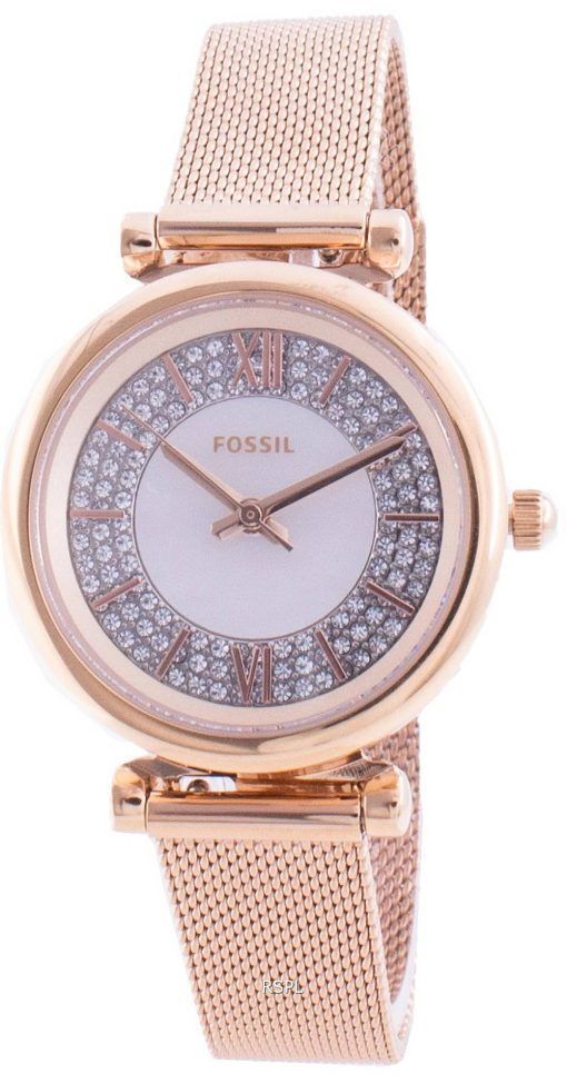 화석 Carlie Mini ES4836 쿼츠 다이아몬드 악센트 여성용 시계