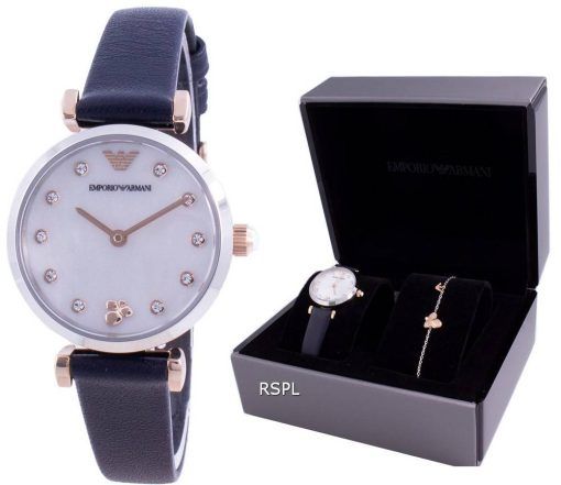 Emporio Armani Gianni T-Bar Diamond Accents Quartz AR80036 With Gift Set Womens Watch