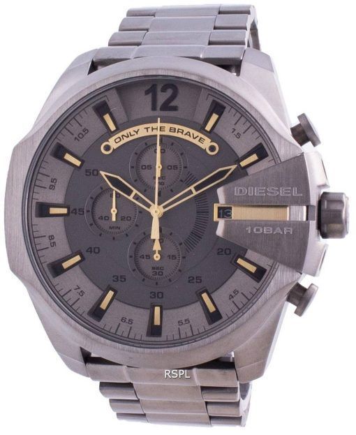 Diesel Mega Chief Chronograph Grey Dial Stainless Steel Quartz DZ4466 100M Men's Watch