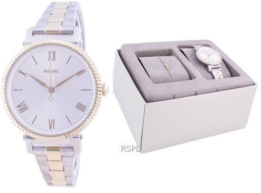 Fossil Daisy Silver Dial Stainless Steel Quartz ES4914SET With Gift Set Women's Watch