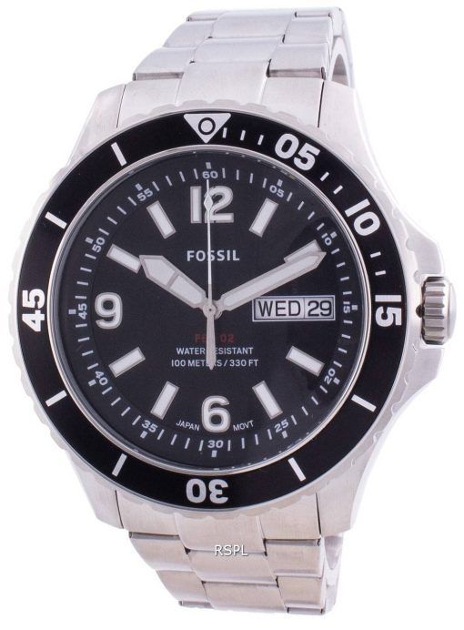 Fossil FB-02 Black Dial Stainless Steel Quartz FS5687 100M Men's Watch