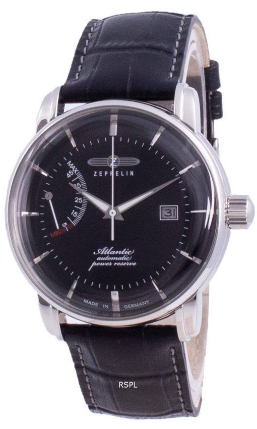 Zeppelin Atlantik Black Dial Leather Strap Automatic 8462-2 84622 Men's Watch