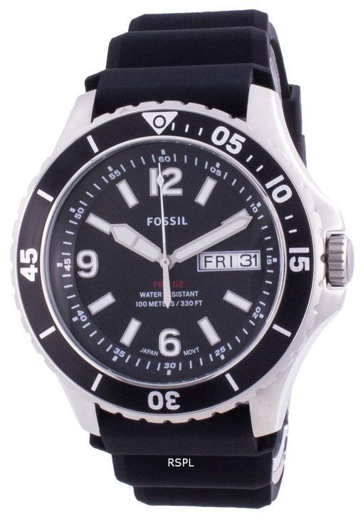 Fossil FB-02 Black Dial Silicone Strap Quartz FS5689 100M Men's Watch