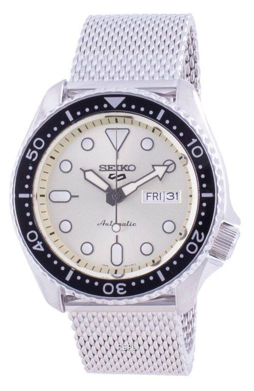 Seiko 5 Sports Campagne Dial Stainless Steel Mesh Automatic SRPE75 SRPE75K1 SRPE75K 100M Men's Watch