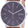 Skagen Signatur 그레이 다이얼 가죽 스트랩 쿼츠 SKW6578 남성용 시계