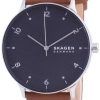 Skagen Riis 블랙 다이얼 가죽 스트랩 쿼츠 SKW6663 남성용 시계