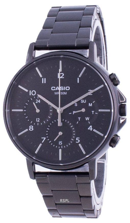 Casio Multi Zeiger Schwarzes Zifferblatt Edelstahl Quarz MTP-E321B-1A MTPE321B-1 Herrenuhr