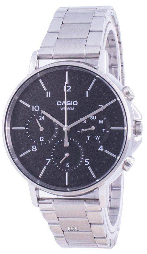 Casio Multi Zeiger Schwarzes Zifferblatt Edelstahl Quarz MTP-E321D-1A MTPE321D-1 Herrenuhr