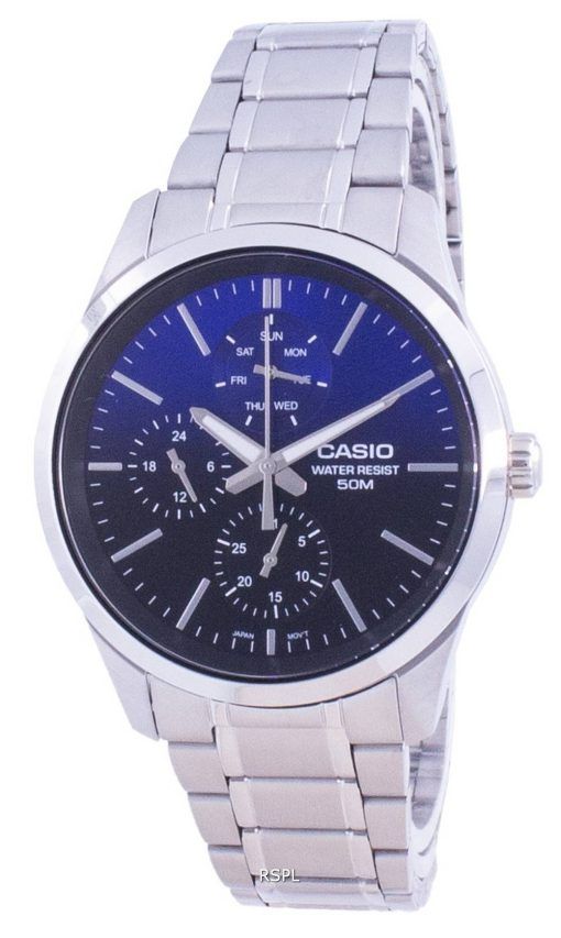 Casio Analog Blaues Zifferblatt Edelstahl Quarz MTP-E330D-2A MTPE330D-2 Herrenuhr