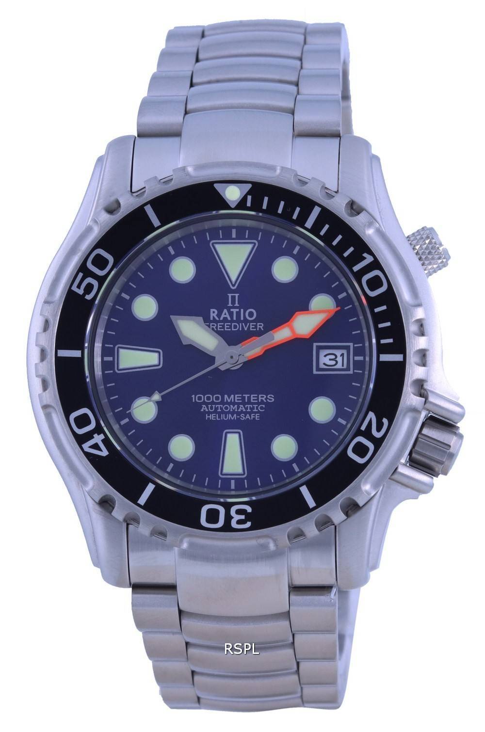 Ratio FreeDiver Helium Safe 1000M 블루 다이얼 스테인레스 스틸 오토매틱 1066KE26-33VA-BLU 남성용 시계