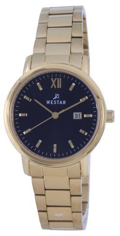 Westar 검은색 다이얼 Gold Tone 스테인레스 스틸 쿼츠 40245 GPN 103 여성용 시계