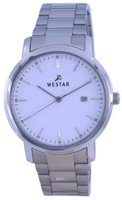 Westar 화이트 다이얼 스테인레스 스틸 쿼츠 50243 STN 101 남성용 시계