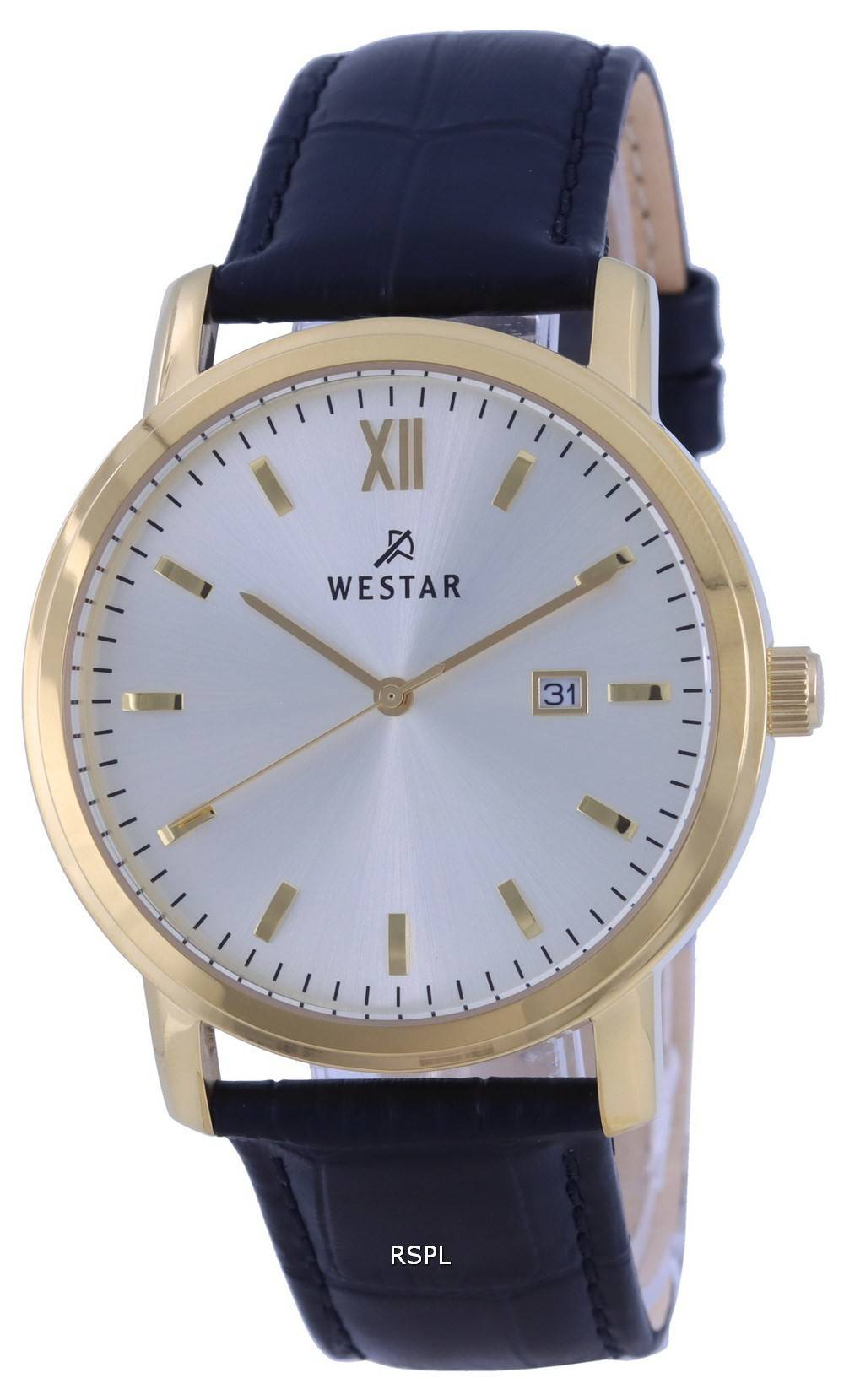 Westar 은 다이얼 가죽 스트랩 쿼츠 50244 GPN 102 남성용 시계