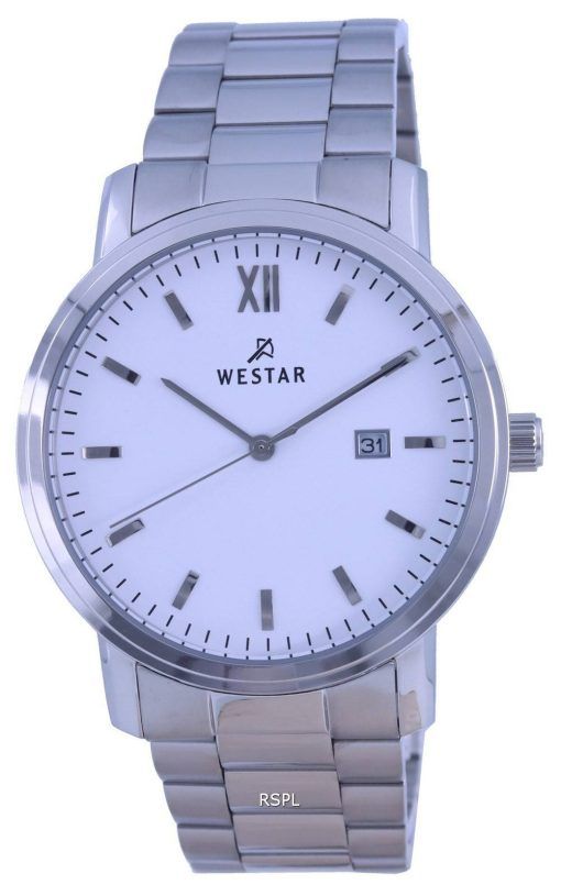 Westar 화이트 다이얼 스테인레스 스틸 쿼츠 50245 STN 101 남성용 시계